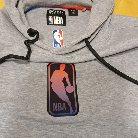NBA Logo Hugo Boss Court Tri-Blend Pullover Hoodie - Heathered Gray NWOT - Picture 5 of 6